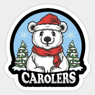 Polar bears, caroling, Christmas, snow, Arctic, holiday, festive, singing, scarves, adorable Sticker